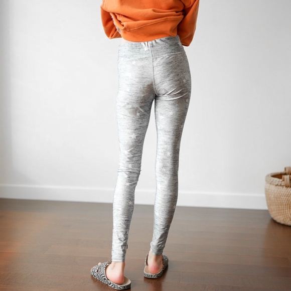 TEREZ Star Leggings, Heather Grey, Silver, Size X-Small - Picture 7 of 10